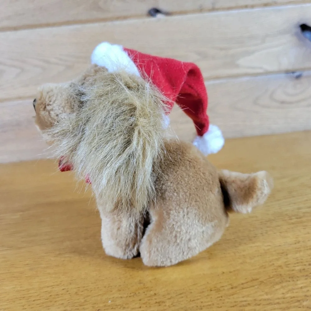 Vtg 1987 Isotoner Cocker Spaniel Christmas Plush Puppy Dog Santa Hat Toy 6